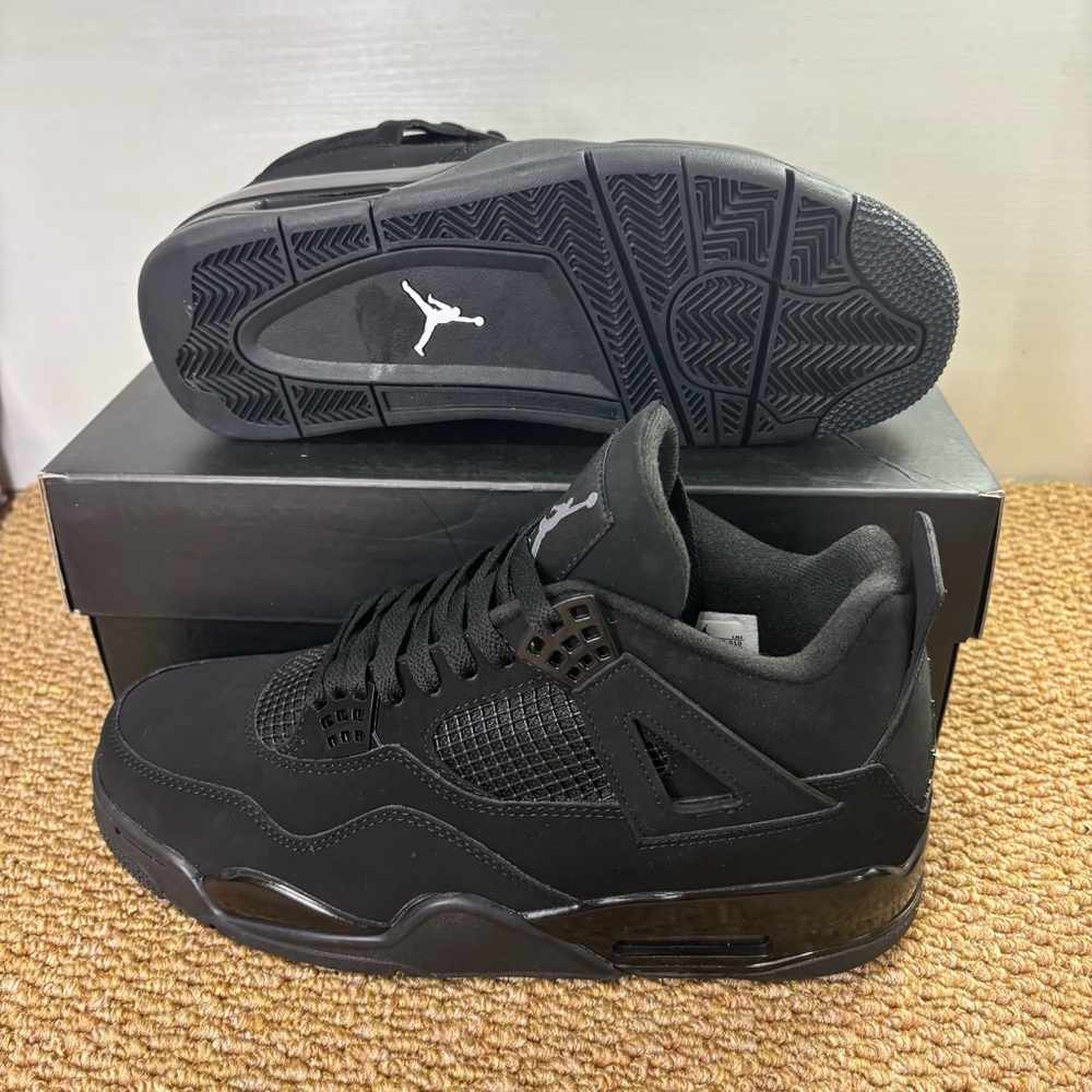 Brand New Retro 4 ‘Black Cat ‘ Men's Black Athletic Sneakers - Picture 4 of 5